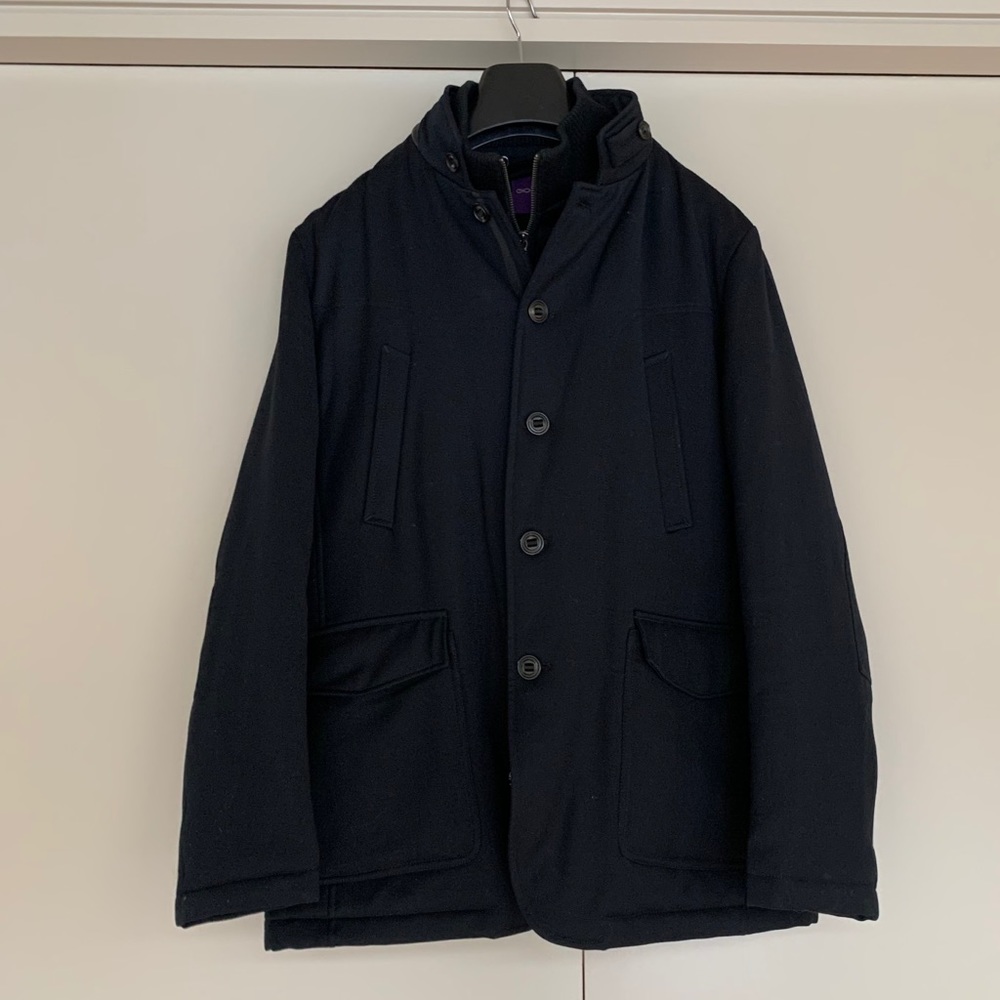 Gio Matto Men’s Black Coat with Interior Wool Bib